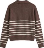 Hilogo Classic Striped Turtleneck Sweater Women Quarter Zip - Elegant Vintage Tencel Blend Soft Stretchy Fall Winter Office - Image 4
