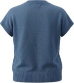 Linen&Lyocell Blend Short Sleeve Sweater Women V Neck Knit Top - Image 5