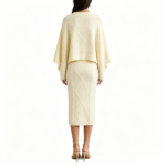 HILOGO Women's 2-Piece Knit Sweater Skirt Set - Crew Neck Long Sleeve Pullover Top, High Waist Midi Skirt Matching Outfit, Soft Textured Womenswear Suits for Fall Winter - Image 4